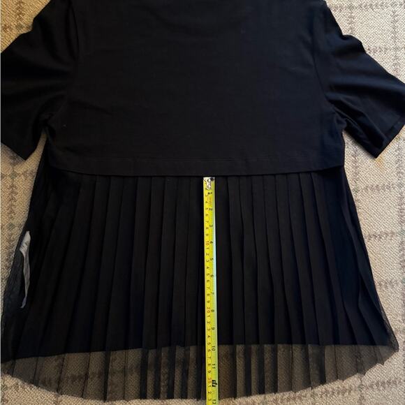 Zara black short sleeve T-shirt w chiffon pleated back and text on front NWOT S - Picture 10 of 12